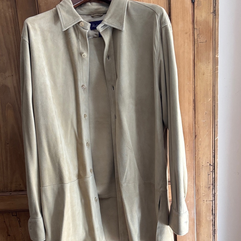 Ralph Lauren Purple Label Beige Suede Shirt Jacket